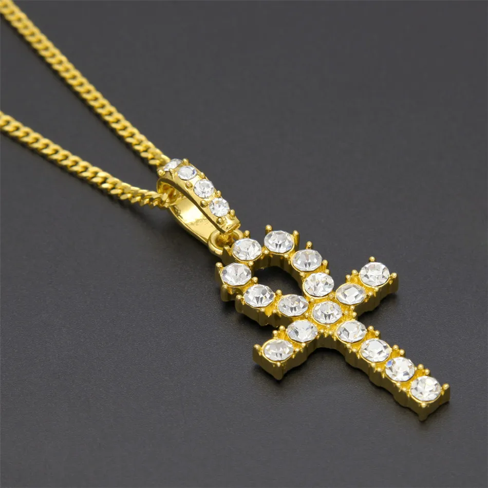 UWIN ожерелье АНК Египетские украшения хип-хоп стиль Iced Out Bling Стразы ключ к жизни египетский крест кулон с теннисными цепями