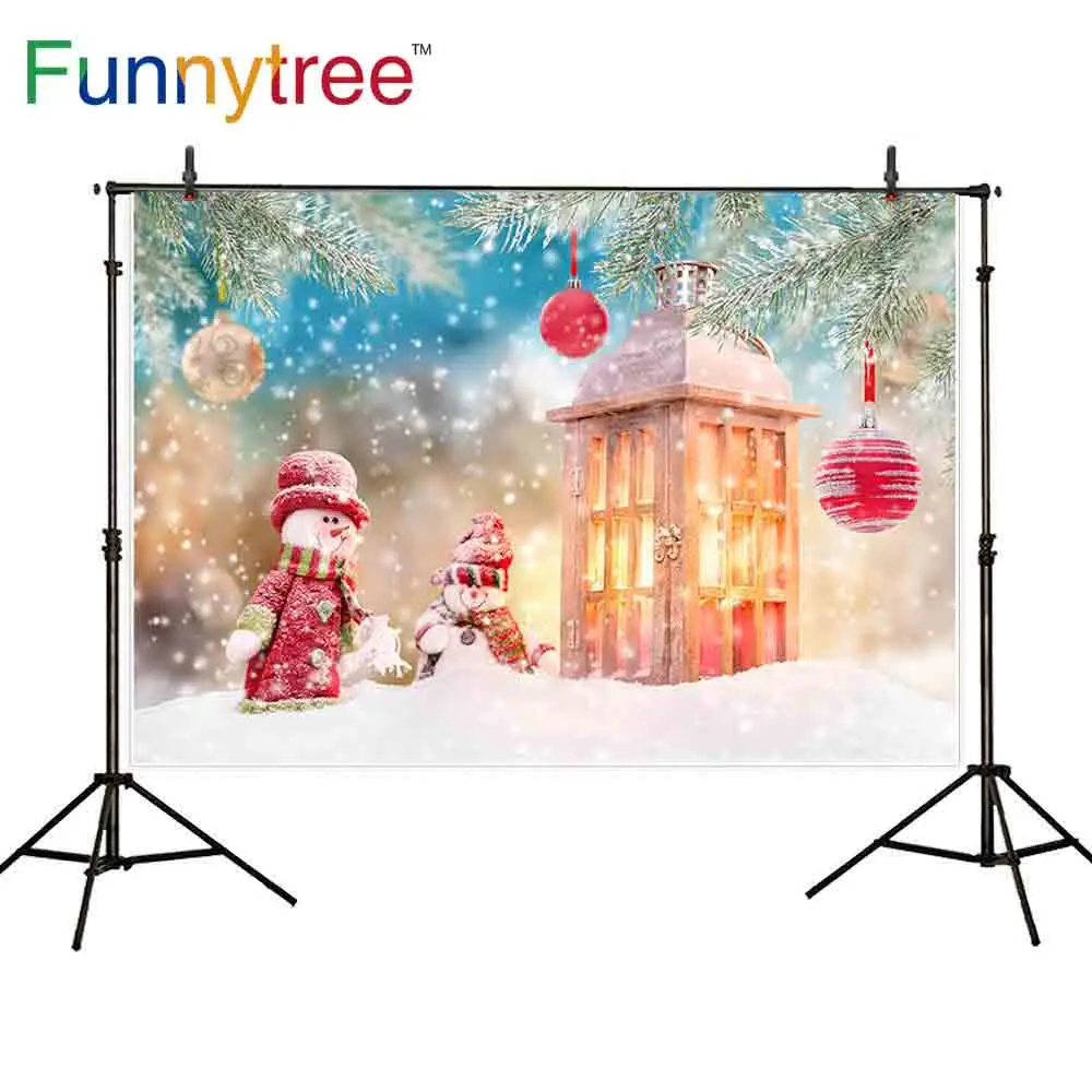 Фон для фотосъемки Funnytree с изображением снеговика зимы снега яркого детского