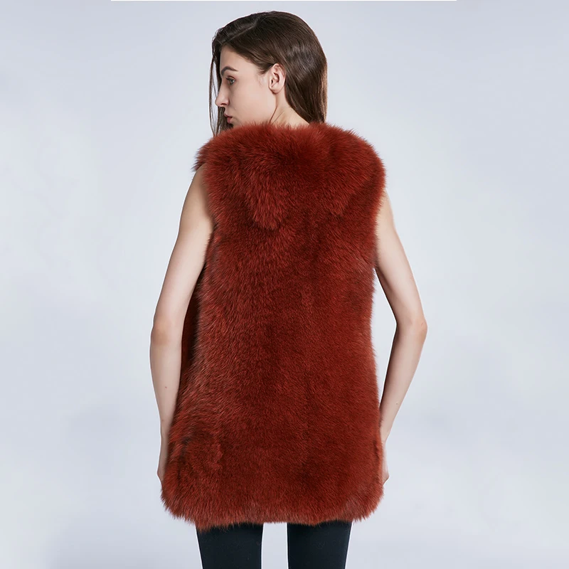 JKP NEW Women real natural fox fur coat 70cm Fur animal vest sleeveless Outwear  fashion winter fur coat  ZHM-75C
