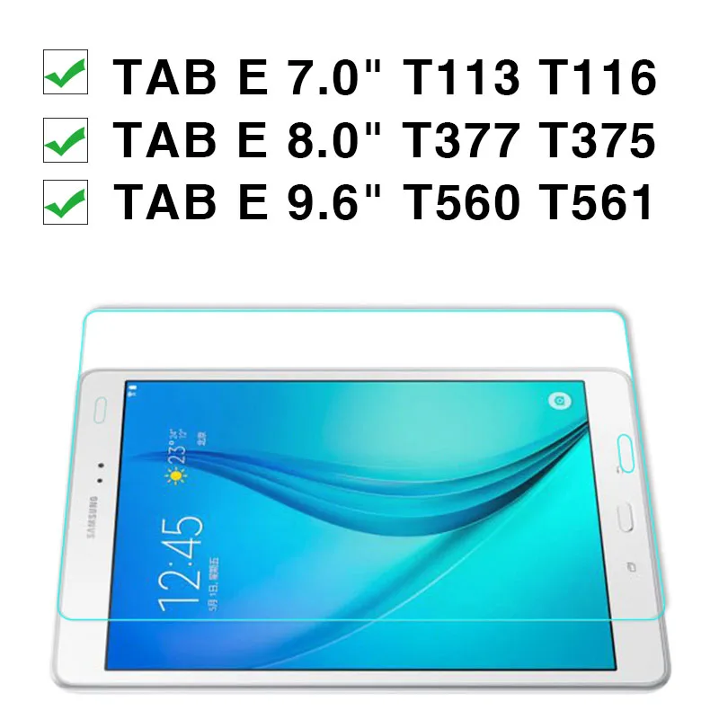 Для samsung Galaxy Tab E T560 стекло на T561 9,6 T377 T375 8,0 T113 T116 7,0 Закаленное стекло Защитная пленка 9H