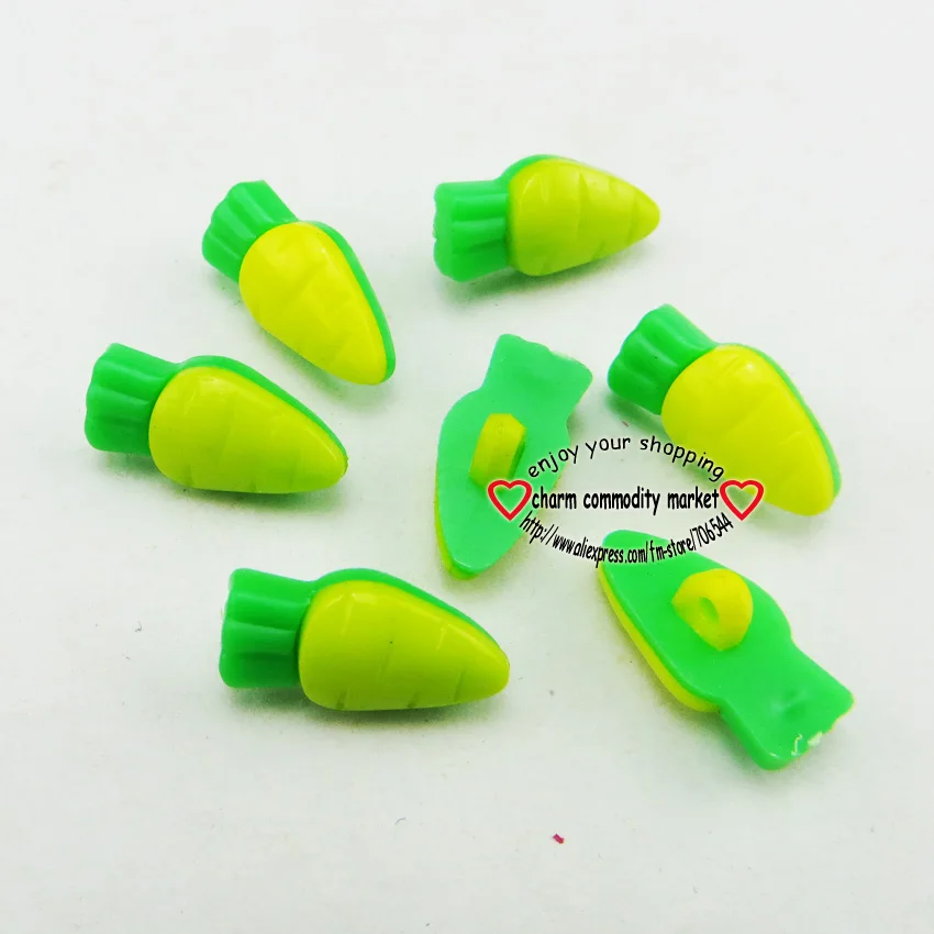 Yellow 50 шт. смешанные пуговицы в виде морковки, украшения, пластиковые игрушки, пальто, сапоги, швейная одежда, аксессуары для детей, мультфильм, сделай сам, пуговицы, P-172G - Цвет: Yellow