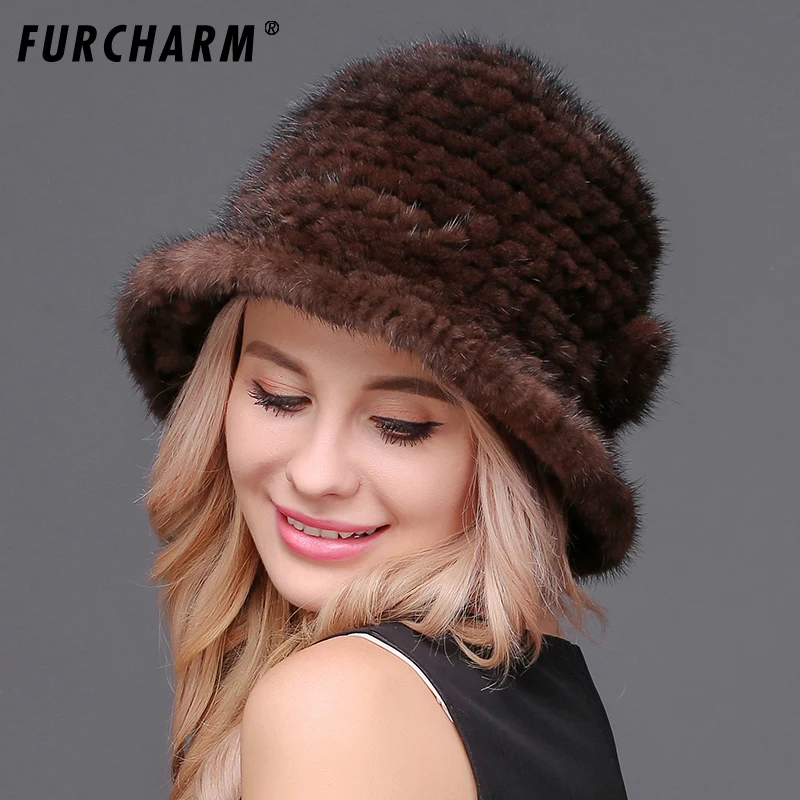 100% из натурального меха норки Для женщин фетровая шляпка шерстяная шляпа для