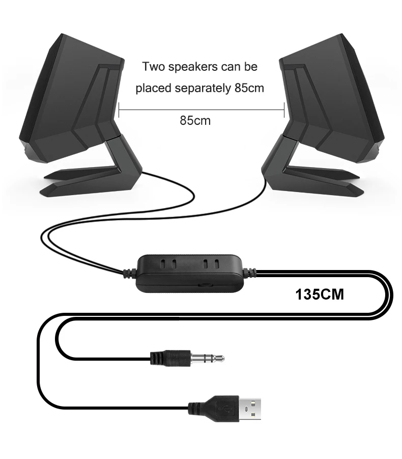1 пара проводной Компьютерные колонки USB AUX бас для армирования ПК Динамик для ноутбука, настольного компьютера, телефона 6W Аудио Громкий Динамик