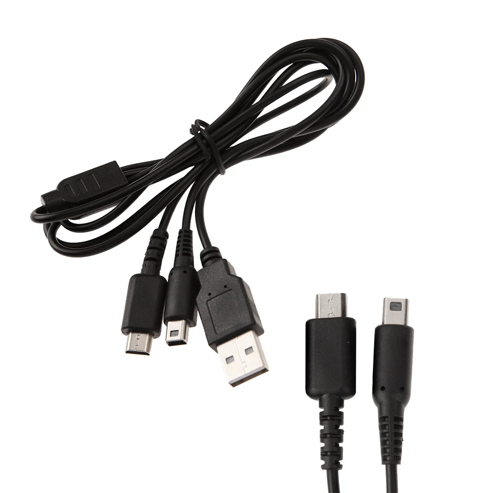 1 шт. 2 в 1 USB кабель для зарядки данных двойное соединение для nintendo NDSI 3DS NDSL Черный