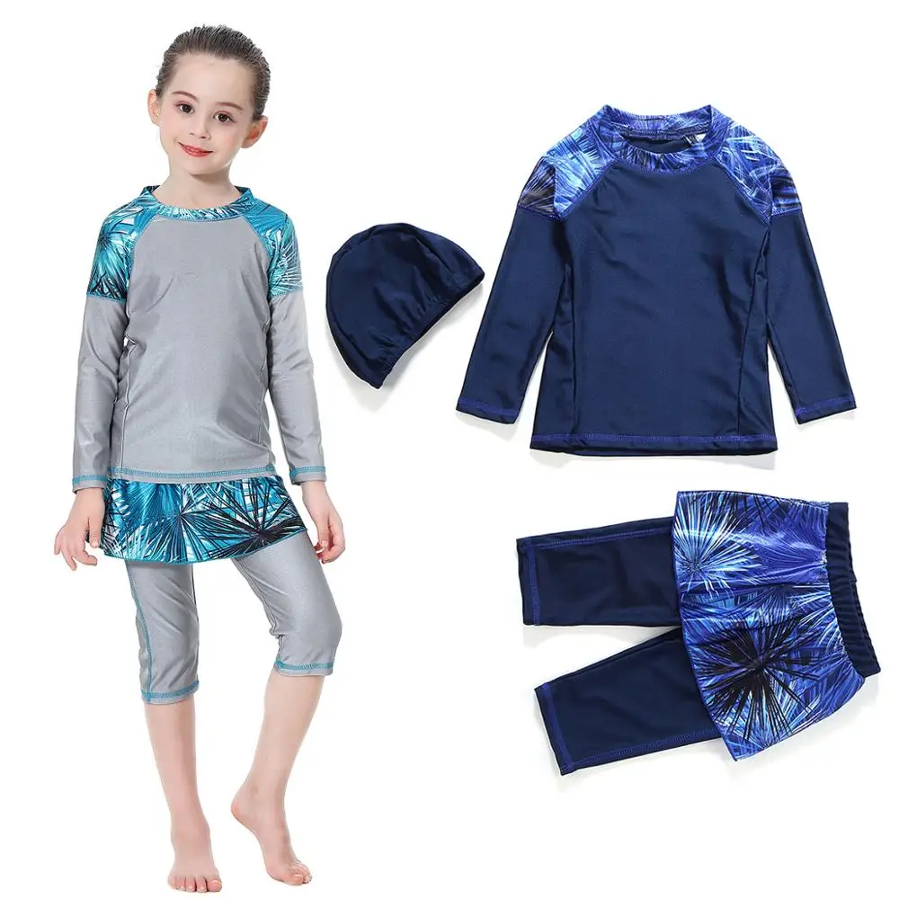Мусульманские купальные костюмы для девочек исламские детские шорты плавания 3