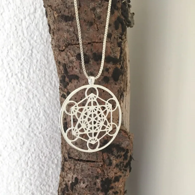 Metatron's Cube кулон посеребренные ожерелья и подвески с 60 см цепи для женщин