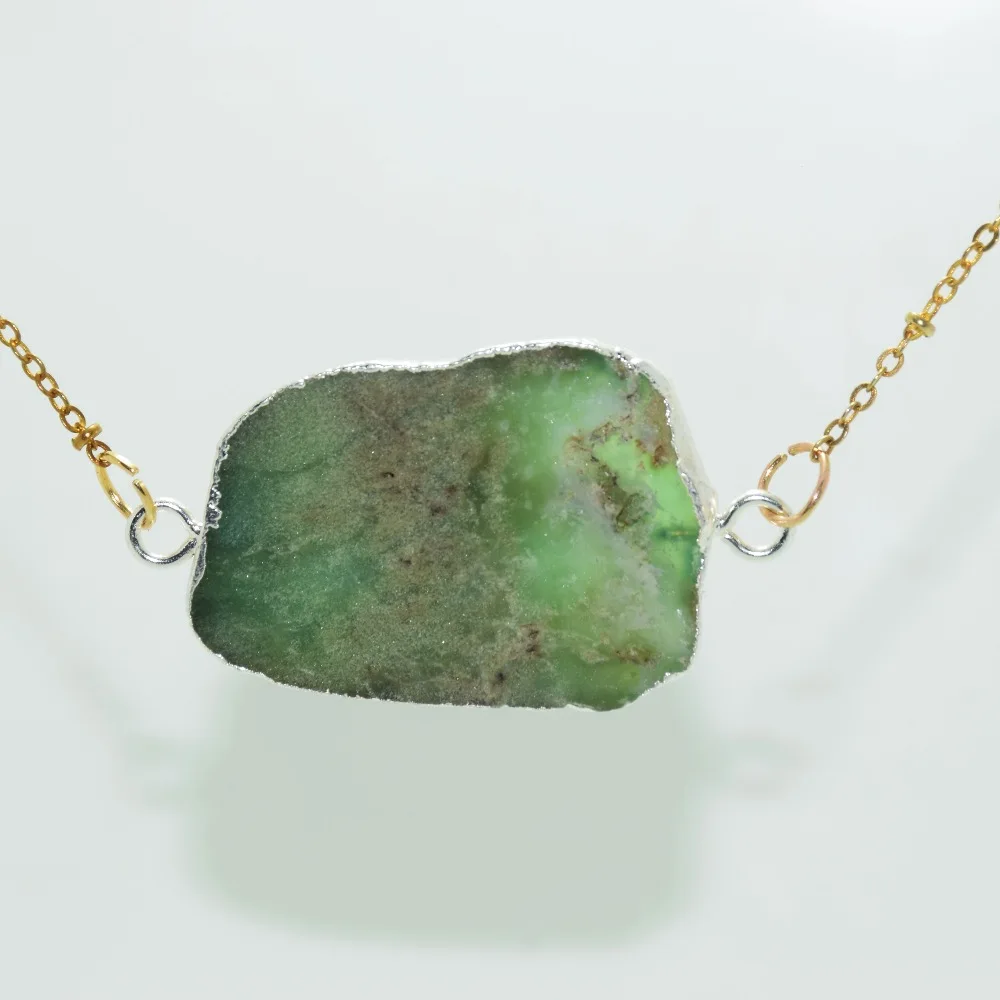 Модные ювелирные изделия зеленые кристаллы кварц нестандартный кулон ожерелье