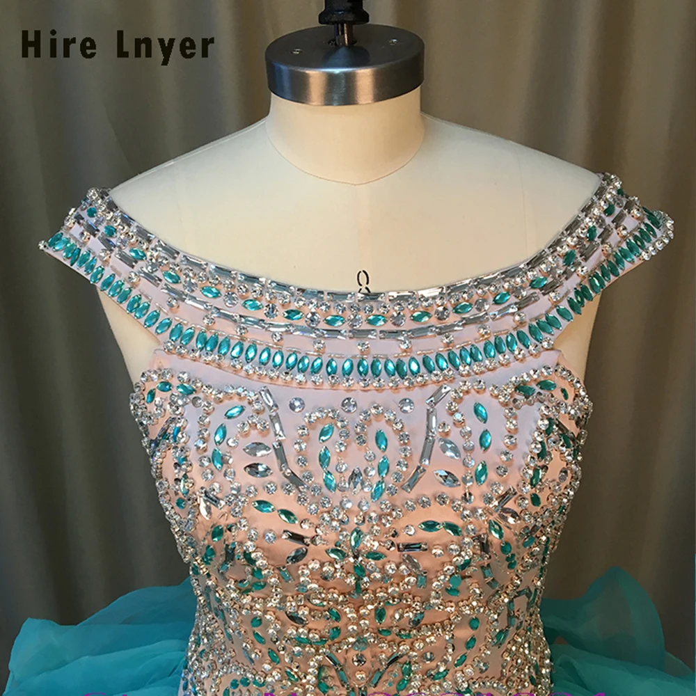 HIRE LNYER New Arrive Delicate Crystal Sky Blue Quinceanera Dresses Romantic Ruffles Vestido Sweetheart Party Dress Plus Size | Свадьбы и