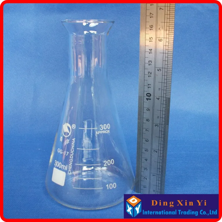 Стеклянная колба Erlenmeyer объемом 300 мл (10 шт./лот) стеклянная коническая для