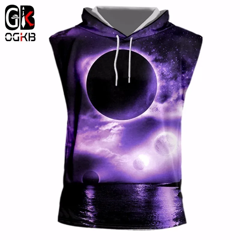 OGKB модный крутой топ на бретелях с капюшоном для мужчин/женщин 3D принтом