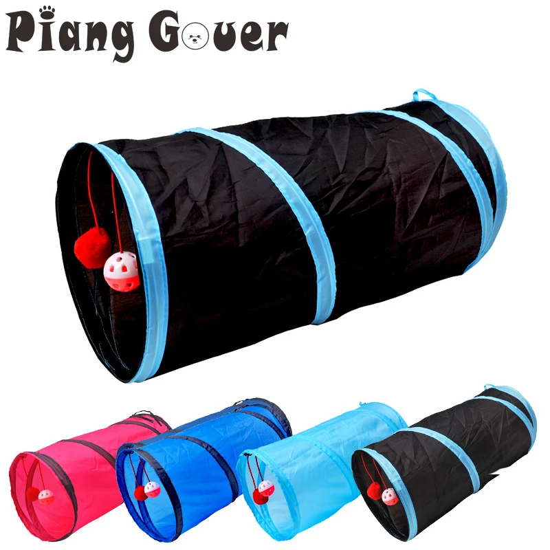 Cat игрушки Складная дрель баррель черный туннель кошка с небольшой Белл палатка