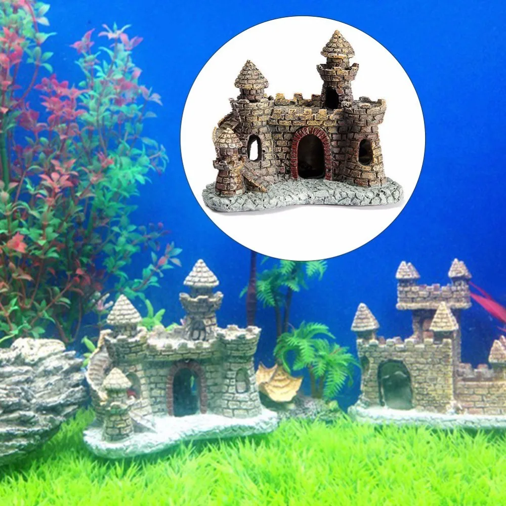 Artificial House Castle Hill Fish Tank Decorative Ornament Aquarium Landscape Ornaments Crafts Aquatic Decorations for | Дом и сад