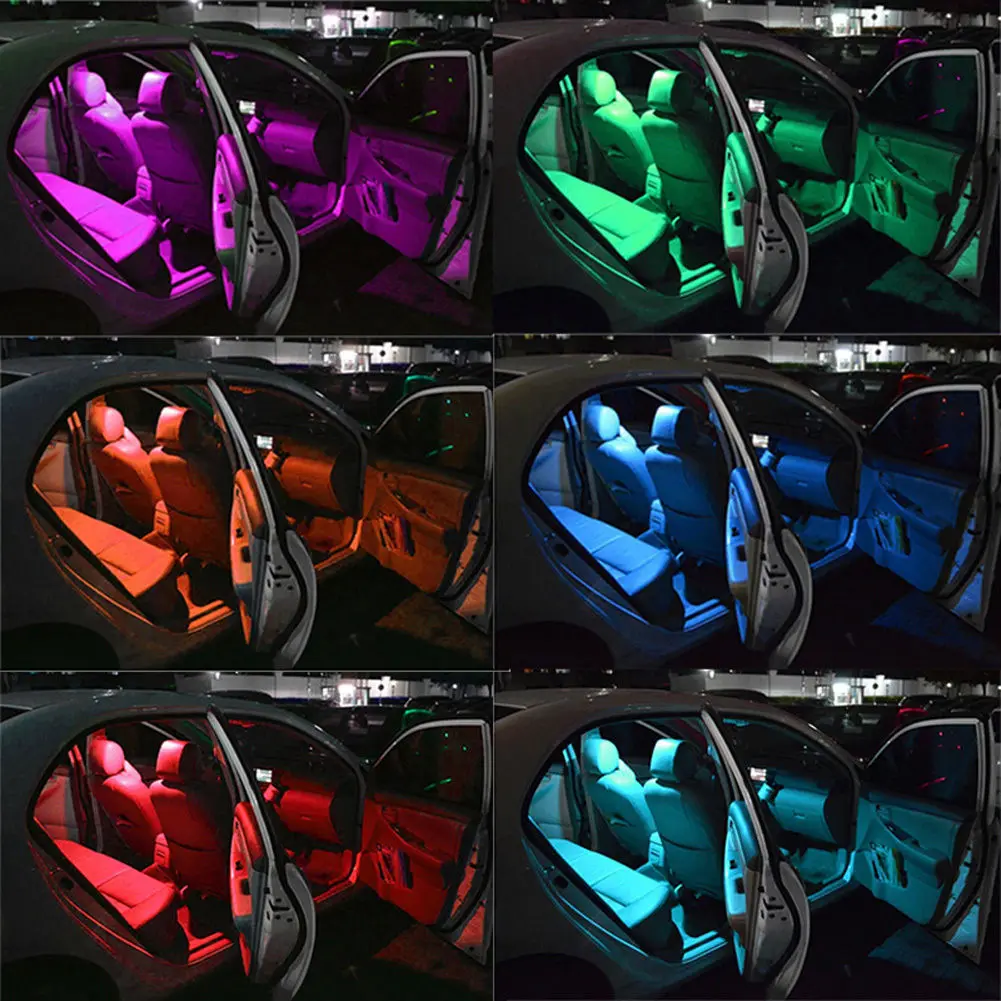 

2 Pcs 5050SMD 6LED RGB Auto Car Wedge Side Light Lamp W/Remote Controller New TN88