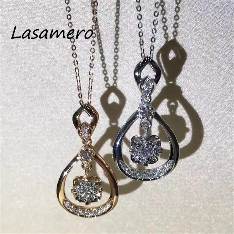 Lasamero венчик 0 0247 CTW круглая огранка центр алмаз Проложить Набор 18k золото