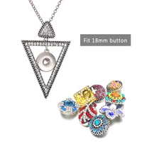 fashion interchangeable flower round ginger necklace 099 fit 18mm snap button pendant necklace charm jewelry for women gift
