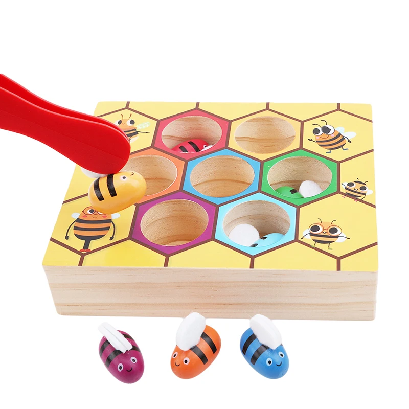 Children Clip Beehive Games Intelligence Color Cognition Toys Small Bee Toy Kids Montessori Early Educational Wooden | Игрушки и хобби