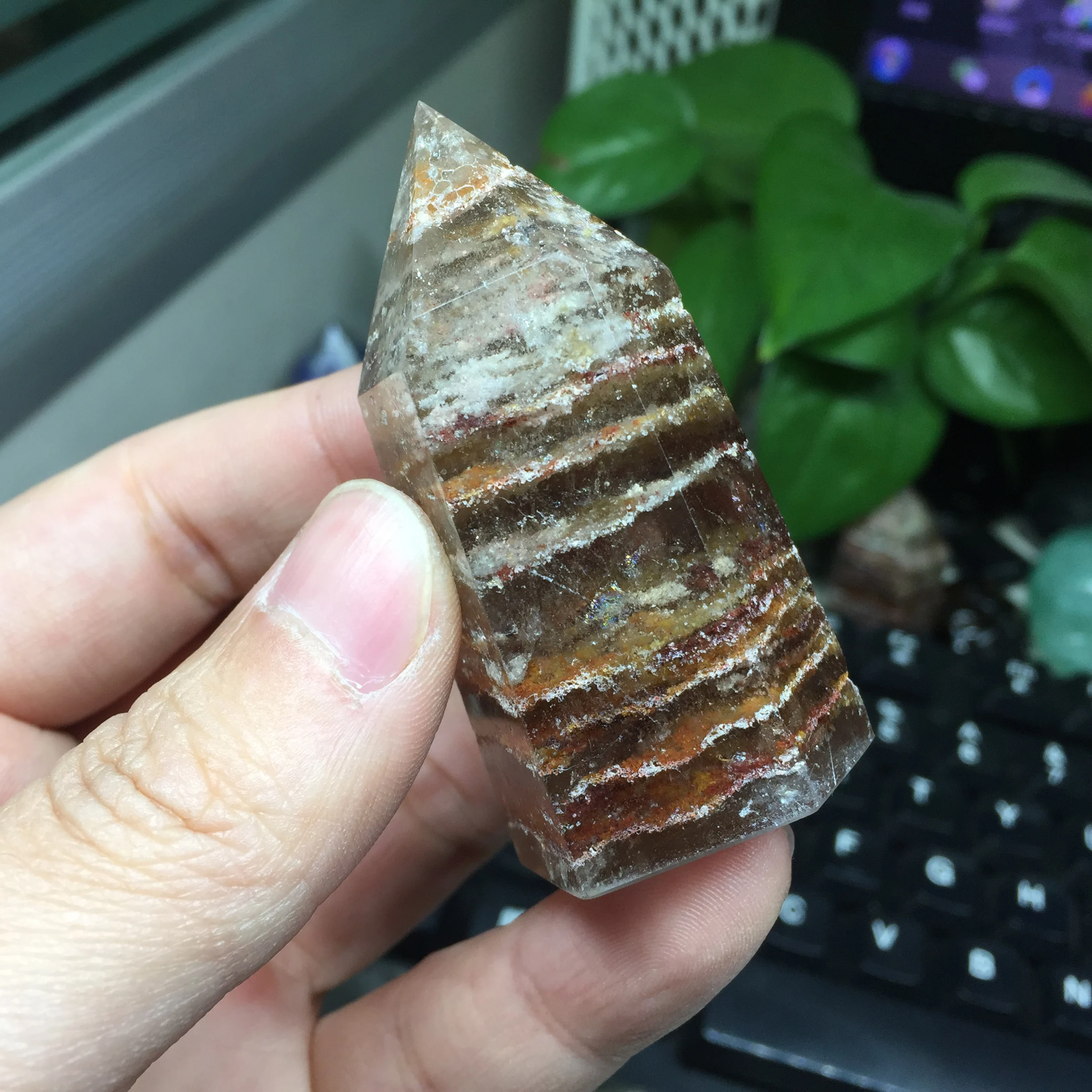 76 г натуральный заживляющий Кристальный зеленый Phantom Quartz Wand Украшение камень #