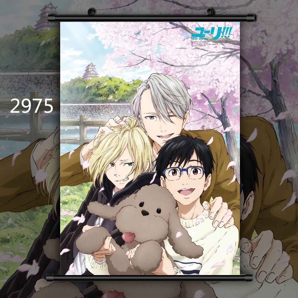 2975 Yuri On Ice Group Аниме Манга настенный плакат свиток D - Цвет: 2975