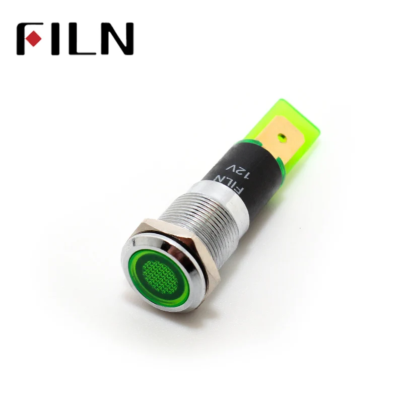 FILN FL1M-12FJ-1 Мини Металл красный желтый зеленый 6В 48В 110В 220В 12В Пилотная лампа с