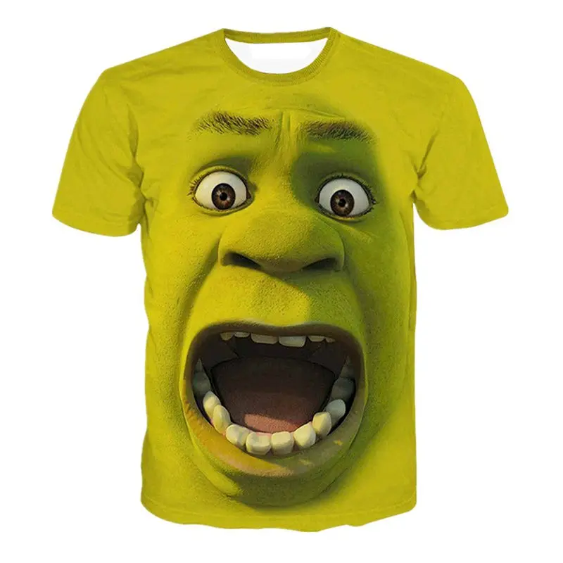 Футболка KYKU Shrek забавная футболка в стиле хип хоп с коротким рукавом и 3d