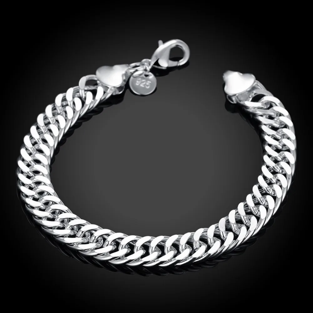 Men 10MM personality silver plated bracelets new listings high -quality fashion jewelry Christmas gifts | Украшения и аксессуары