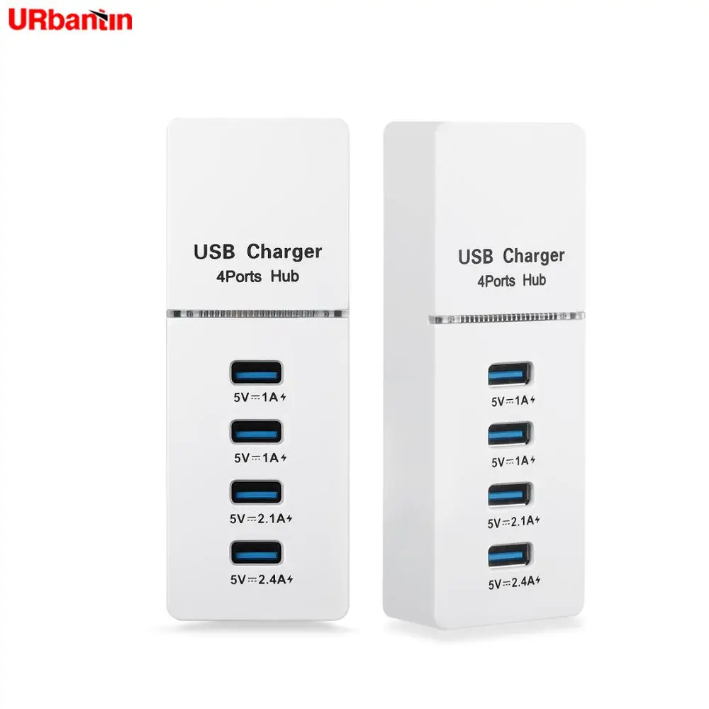 UK EU штекер 4 USB зарядное устройство 5V 2.4A Быстрая зарядка мобильный телефон Micro Data