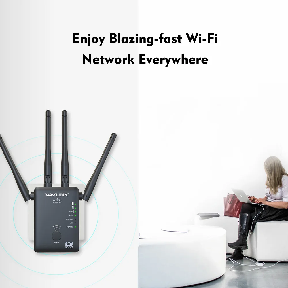 Wavlink AC1200 Беспроводной Wi-Fi ретранслятор/усилитель/маршрутизатор расширитель диапазона Двухдиапазонная точка доступа WPS кнопка с 4 внешними антеннами