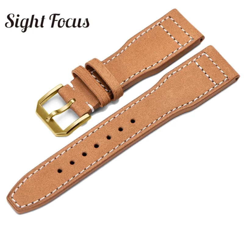 Nubuck Leather Strap for IWC Big Pilot Watch Band Brown Black 22mm Crazy Horse Cowhide Leather Bracelet Mark Wristband Men Belt