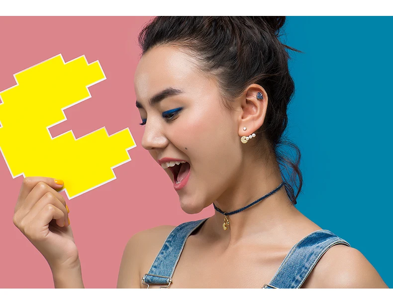 Милые мини серьги-гвоздики Singe для Pac-Man, циркониевые цветные серьги, уникальные креативные Мультяшные женские ювелирные изделия Donna Orecchini