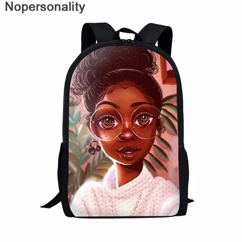 Z5108C Nopersonality Black Art Afro Girl Print African Backpack for School Teenage Girls Book Bags Toddler Schoolbag Mochila Escolar - Цвет: Z5108C