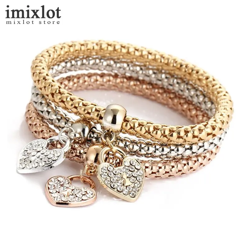 Imixlot 3 шт./компл. Кристалл Butterful браслет и несколько Форма Эластичный Сердце