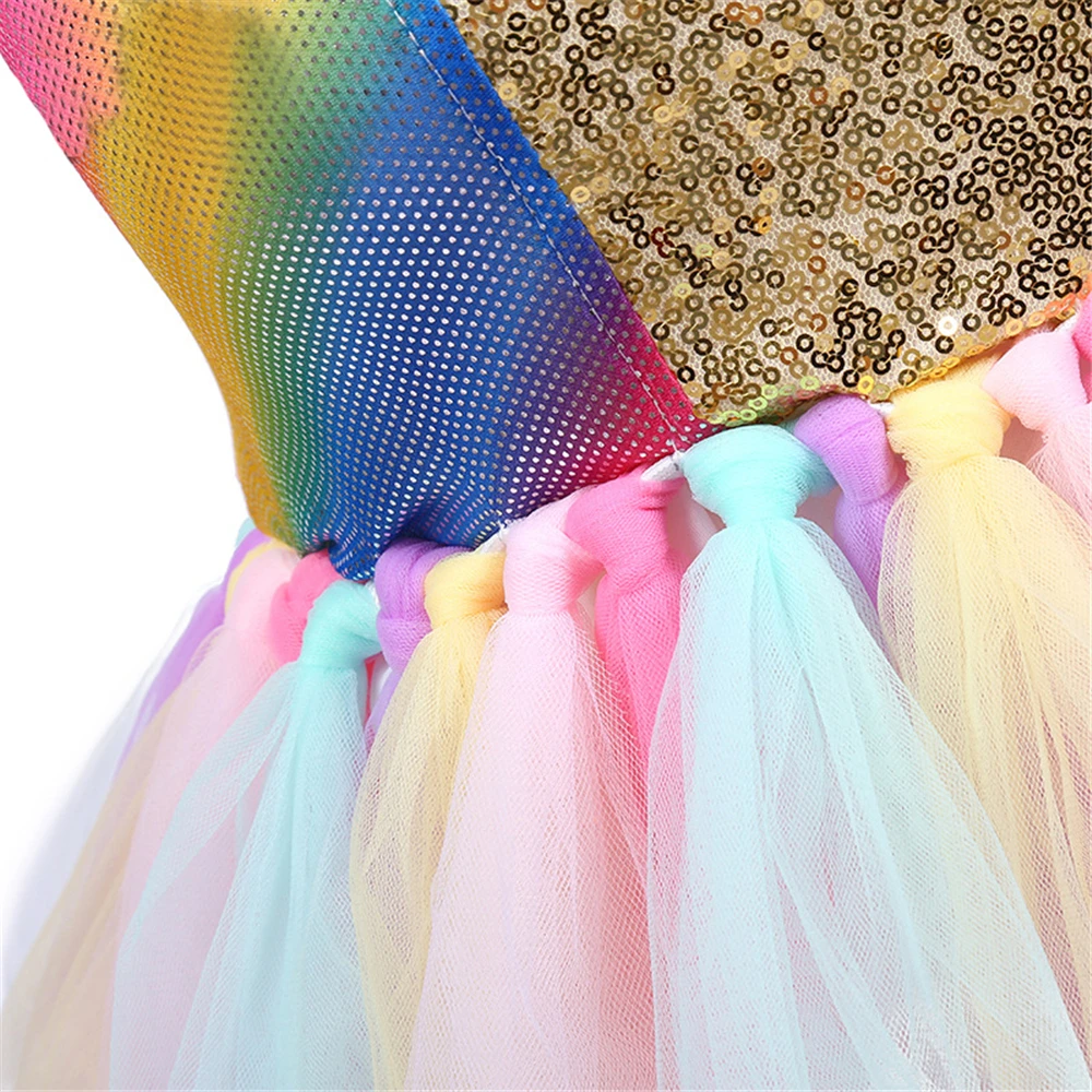 Kids Unicorn Dress for Girls Toddler Rainbow Dash Costume Children Princess Tulle Hair Hoop Wing Pony Clothing Set | Детская одежда и