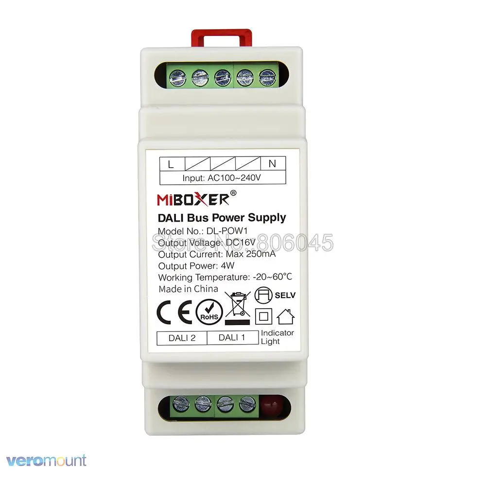 Блок питания Miboxer DIN Rail DALI шина DL POW1 DC16V 4W Max250mA AC 110V 220V RGB CCT Светодиодная лента