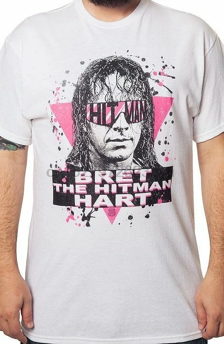 WWF BRET HITMAN HART рубашка-индивидуальный дизайн редкого искусства полный передней