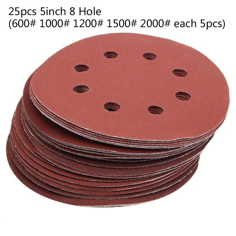 

25pcs 5 Inch (125mm) Sander Disc Sanding Pad Polishing Pad Sandpaper Mix Set Hot