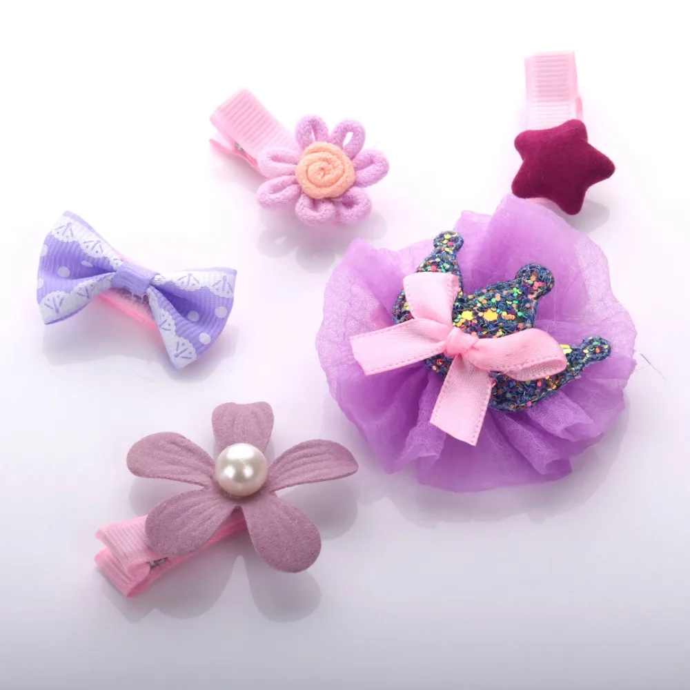 5 шт. новые милые заколки для волос девочек с рисунком короны и бантом летние