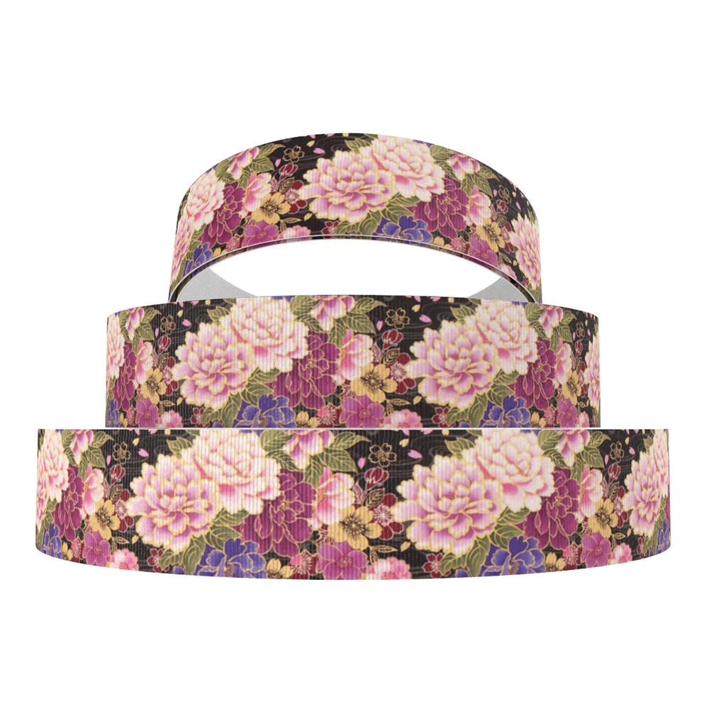 David accessories " 25 мм Цветок Полиэстеровая корсажная лента 50yds, материалы для ручных поделок, упаковка для свадебного подарка, 50Yc7121 - Цвет: 1087174006