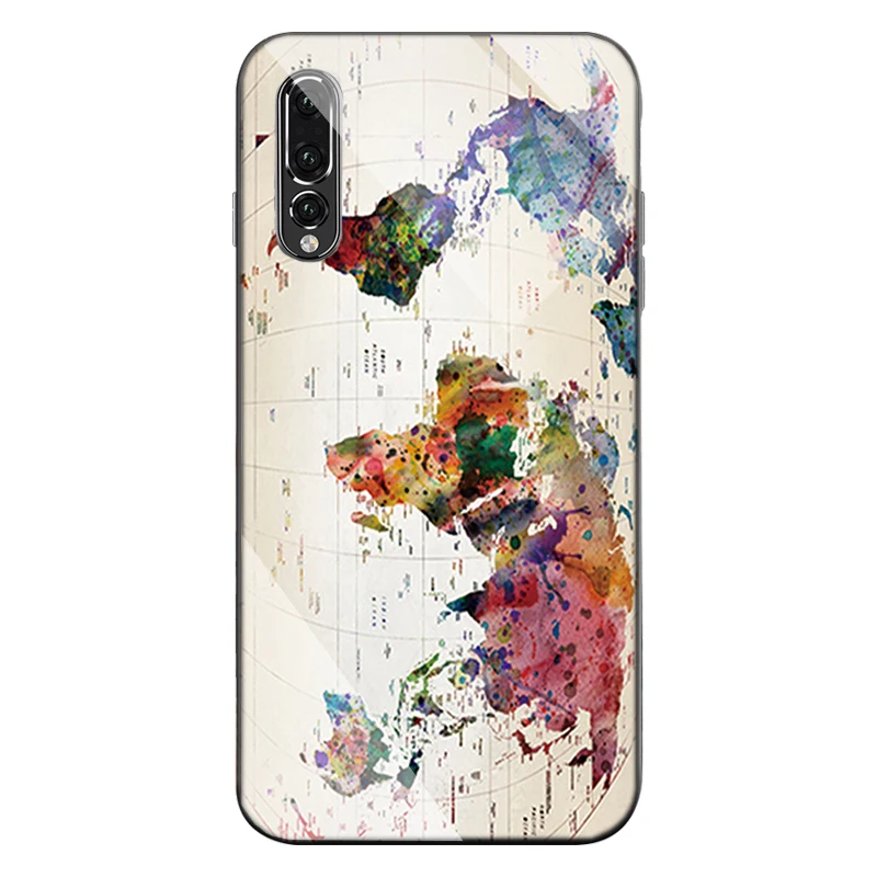 black edge Case for huawei p20 lite p30 p10 MATE 20 10 pro nova 4 3i Cover Luxury Aurora glass TPU Art rose Phone |