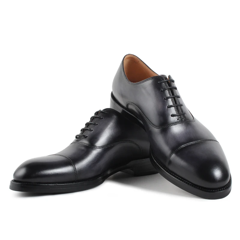 VIKEDUO Handmade Men Oxford Formal Shoe 2020 Gray Genuine Cow Leather Wedding Office Dress Plus Size Footwear Zapato Hombre | Обувь