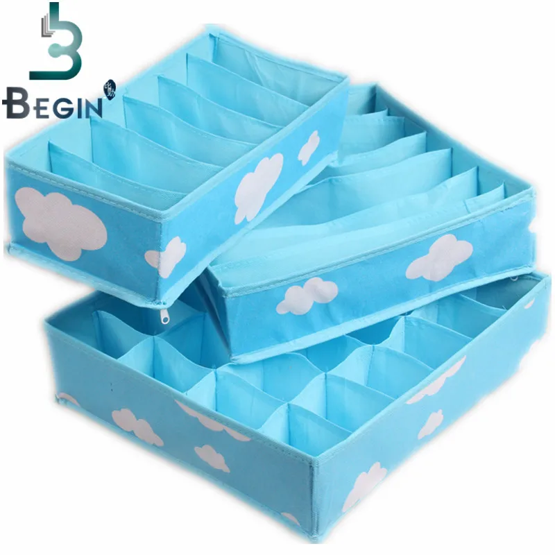 Синяя модная удобная складная коробка для хранения с различными сетчатыми
