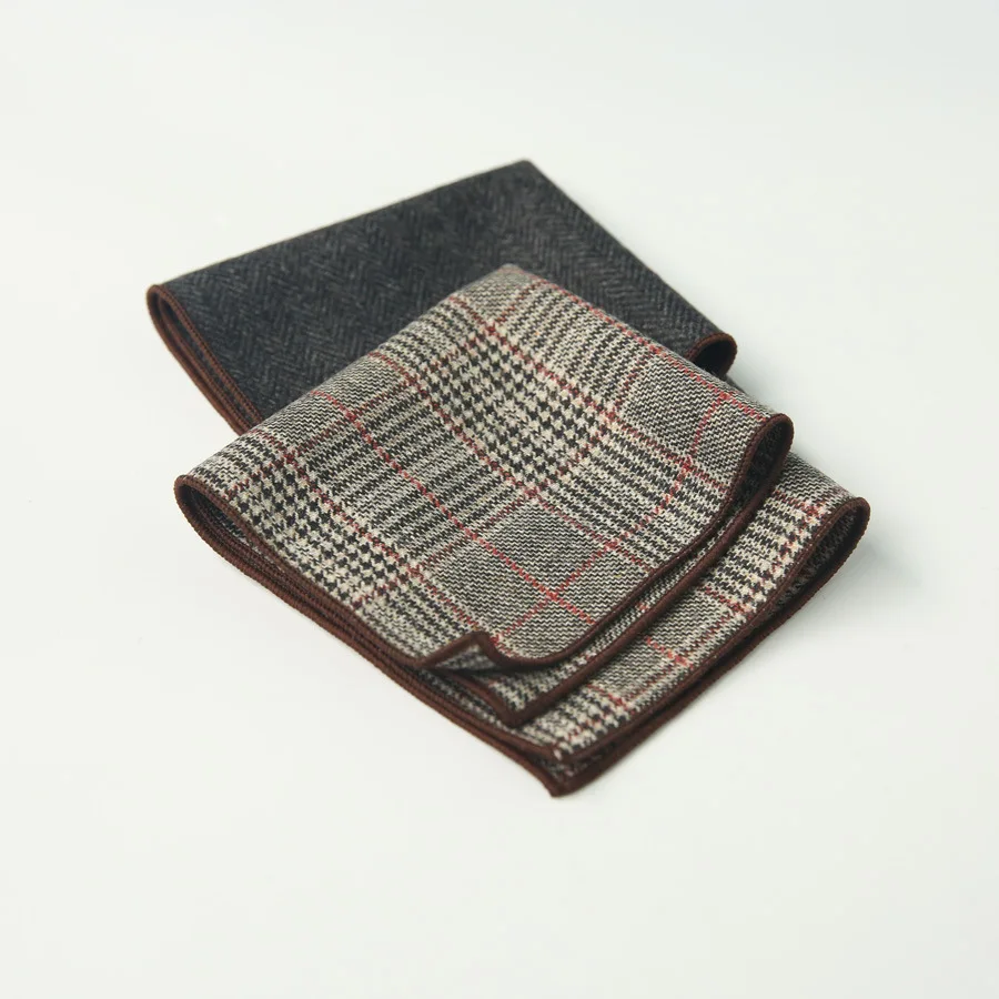 Hankerchief шарфы мужской деловой костюм Hankies шерстяной плед Повседневный Карманный