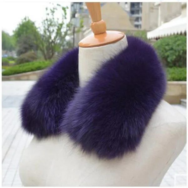 purple Шарф с воротником из натурального Лисьего меха, Женская шаль, болеро, шейный Теплый черный палантин,, горячая Распродажа, женский шарф-кольцо, L#11 - Цвет: purple