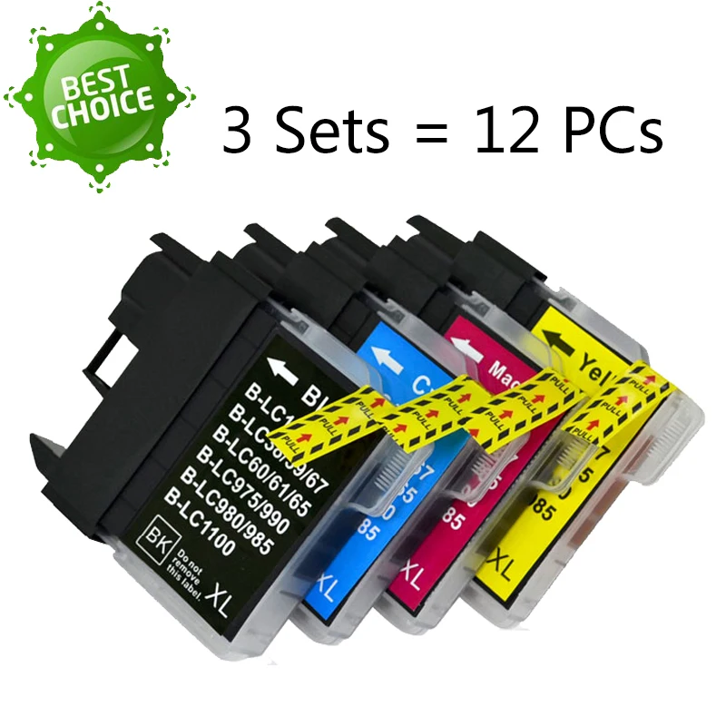 12X LC11 LC16 LC38 LC61 LC65 LC67 LC980 LC1100 чернильный картридж для принтера Brother монокальция