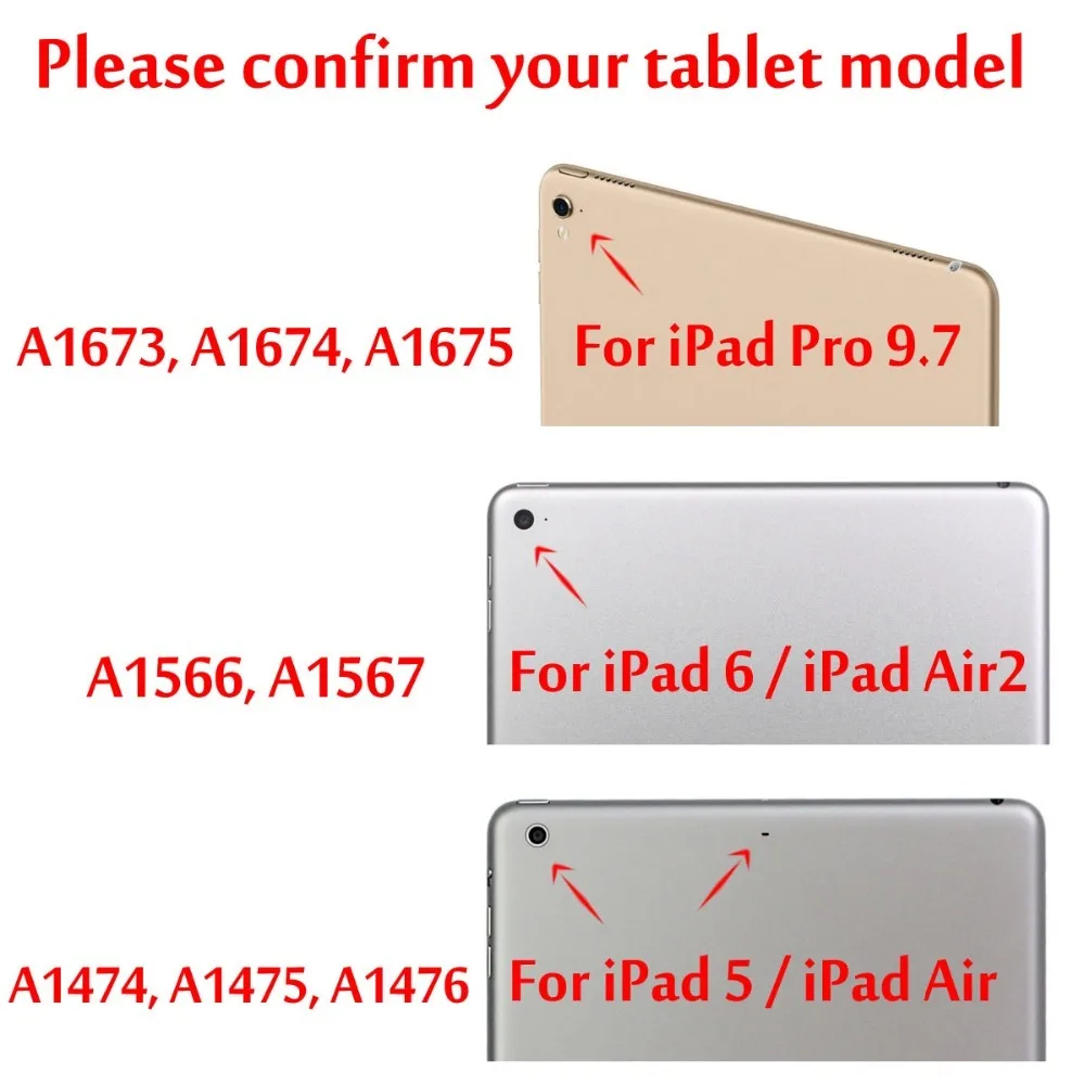 7 видов цветов с подсветкой беспроводной Bluetooth клавиатура чехол для iPad Air/Air 2 5/iPad 6