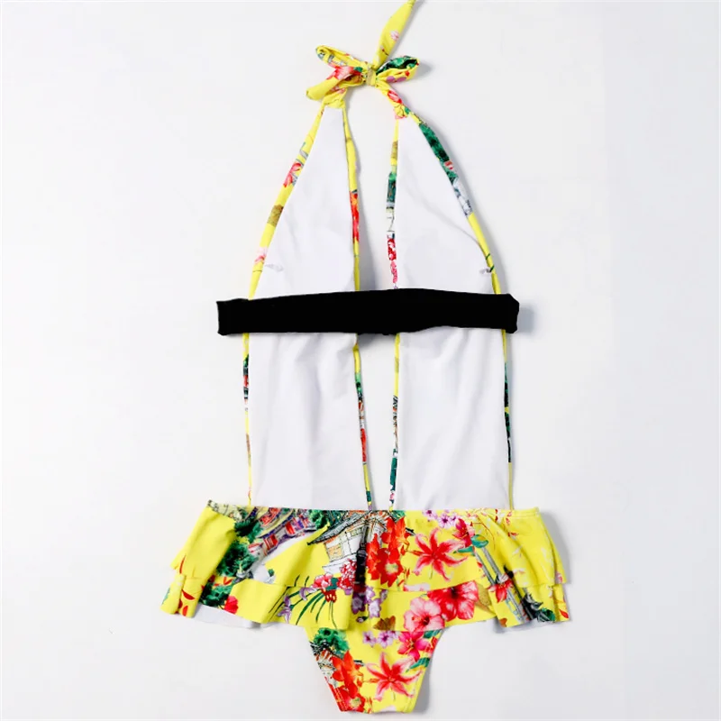 Купальники Falbala женский цветочный Цельный купальник кружевной с оборками