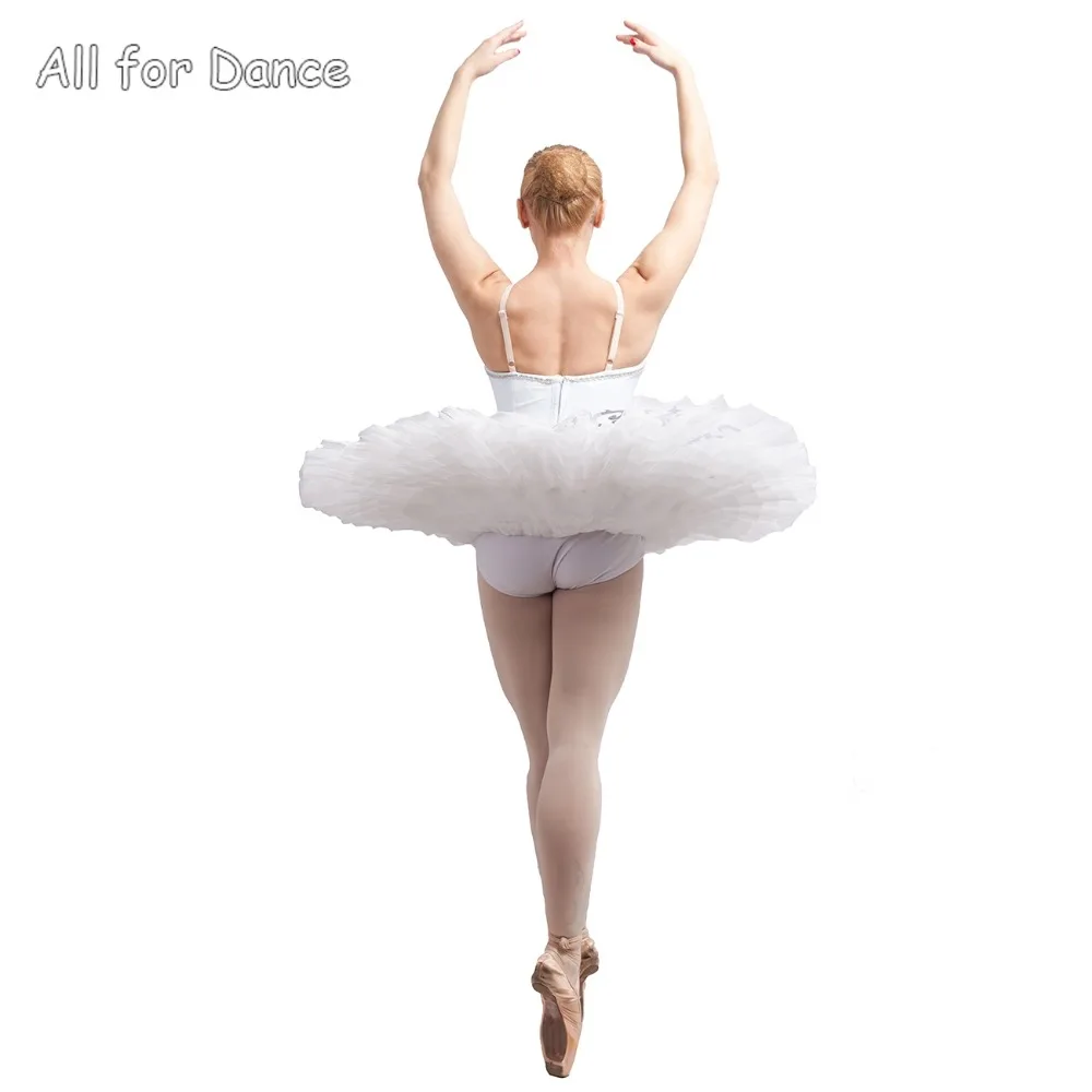 

White Spandex Bodice With White Skirt Ballerina Dance Costume Tutu Women&Girl Professional Classical Pancake Tutu