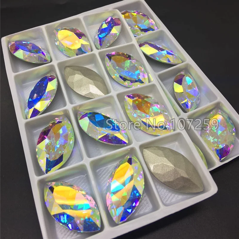 TopStone K9 AB Crystal Navette необычный камень стеклянный конский глаз маркиза бусины