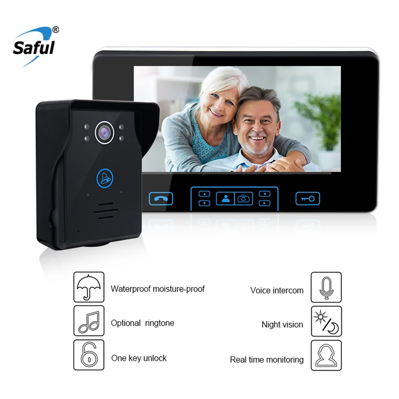 Видеодомофон Saful 7 дюймов 2 4 ГГц с камерой|wireless digital doorbell|digital wireless doorbellwireless doorbell |