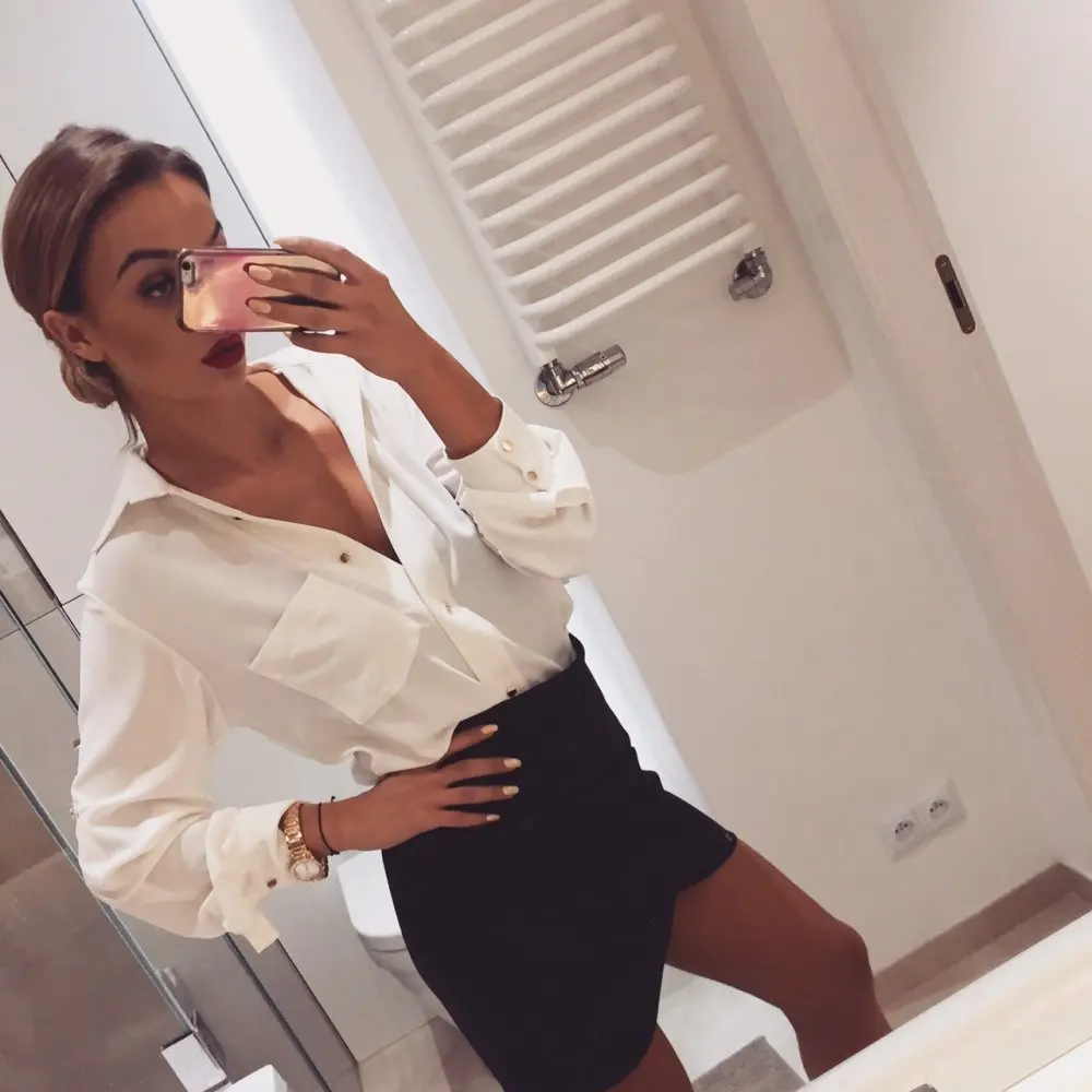 Фирменная Новинка стиль для женщин с длинным рукавом Vneck леопардовым принтом свободные топы корректирующие OL дамы простой повседнев