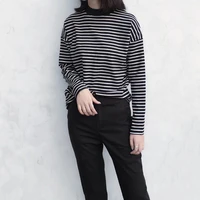 new women turtleneck korean style t shirt harajuku crop top long sleeved striped tops female t shirt summer casual tops